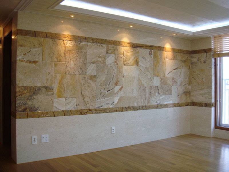 Placare interioară din travertin natural, montaj French Pattern